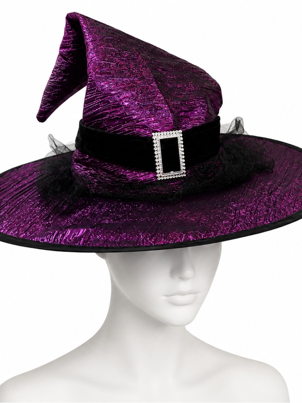 Purple Witch Hat Halloween Costume Hat Metallic Shimmer Cosplay Party